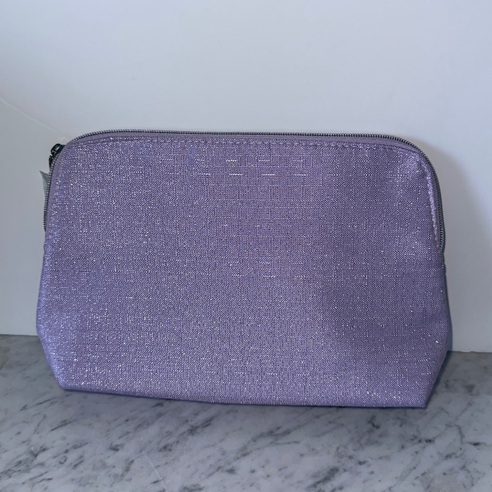 Lancôme makeup bag purple lavender metallic Dopp kit never used 10x6in clean - Picture 9 of 9